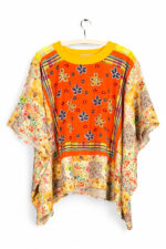 Floral Patchwork Orange Bloom Top