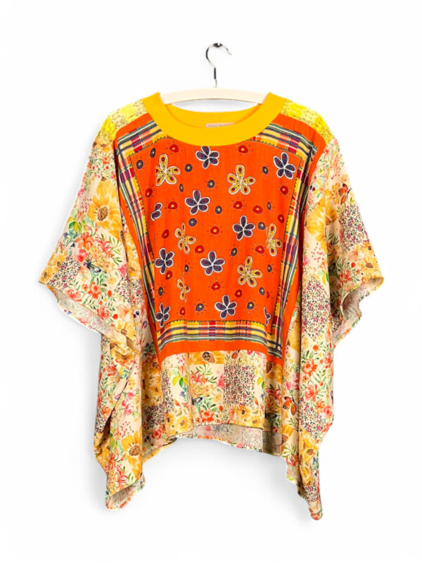 Floral Patchwork Orange Bloom Top