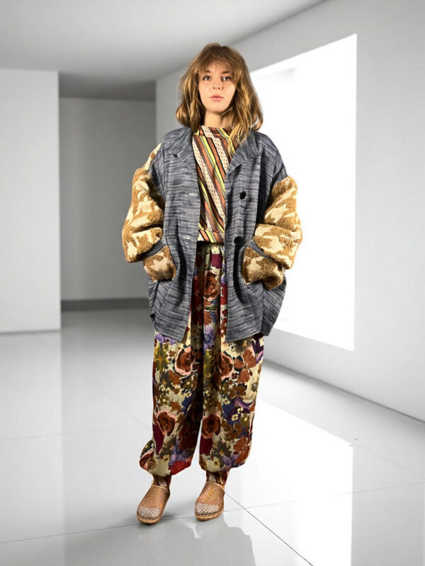 Bandana Patchwork Top in Blue and Floral Mix