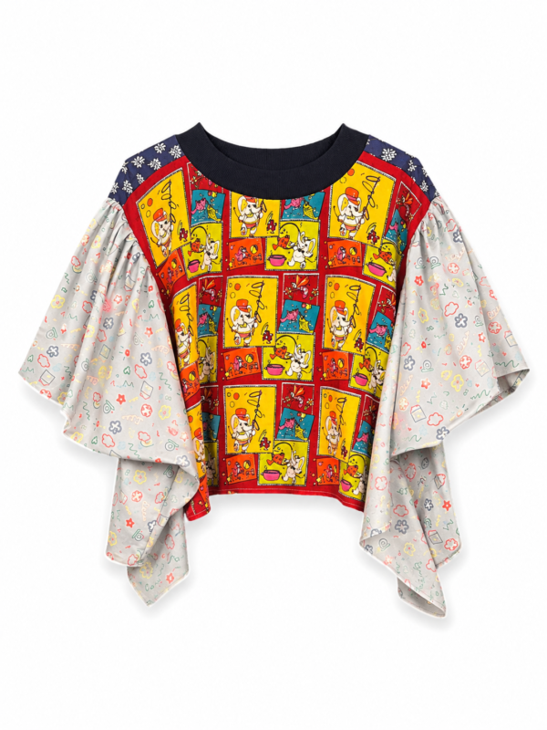 Vintage Scarf Top Red Yellow Cartoon Mix Vintage Scarf Top Red Yellow Cartoon Mix