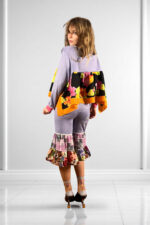 Upcycled Lavender Ruffle Pants Floral Pink Upcycled Lavender Ruffle Pants Floral Pink