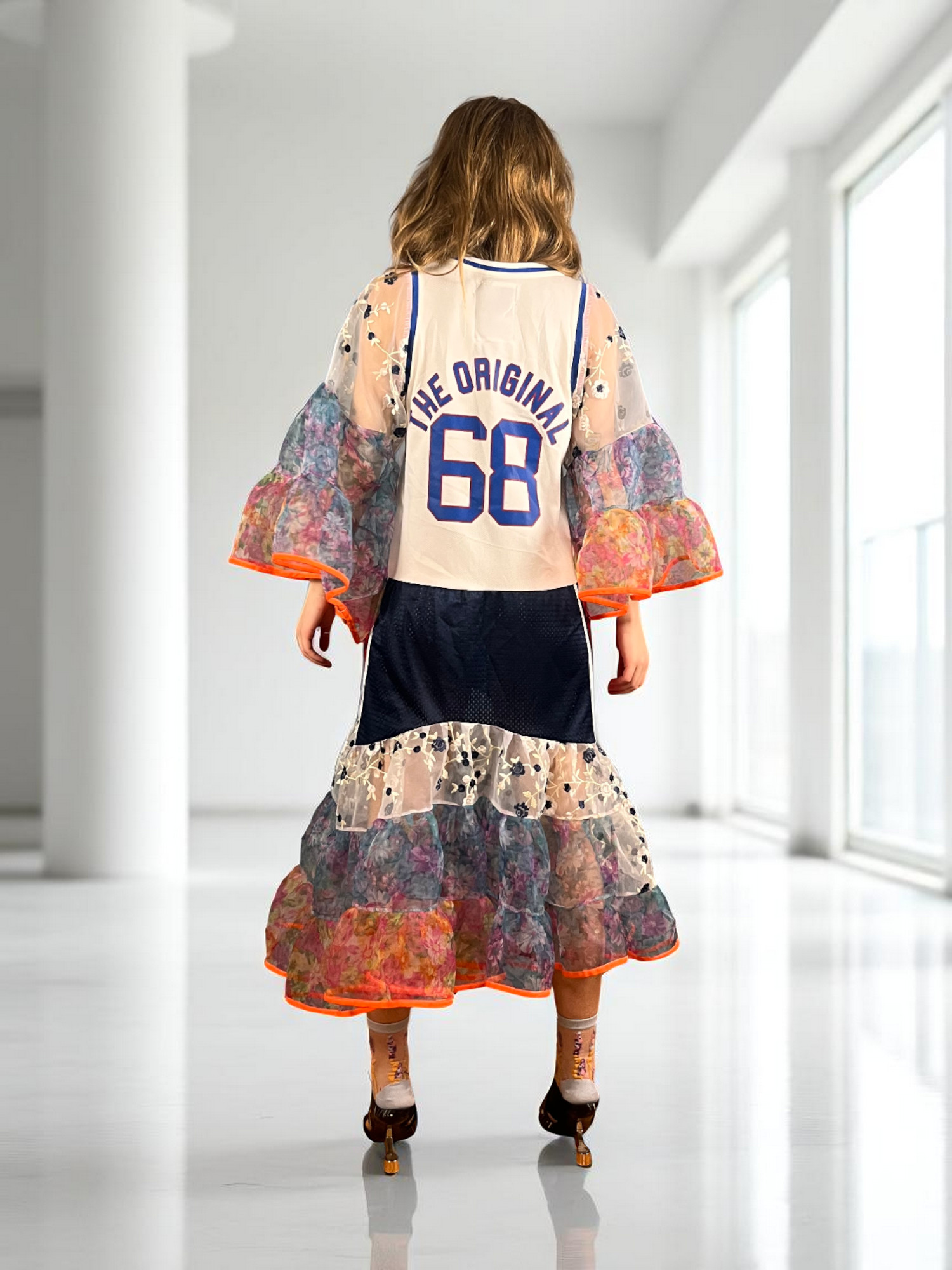 Floral Patchwork Dress Blue Bandana Front Floral Patchwork Dress Blue Bandana Front