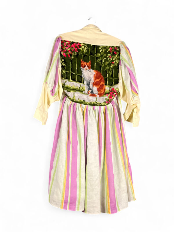 Striped Cat Garden Shirt Dress