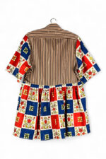 Striped Folk Patchwork Shirt Dress