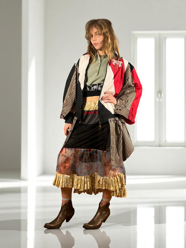 Floral Patchwork Dress Blue Bandana Front Floral Patchwork Dress Blue Bandana Front