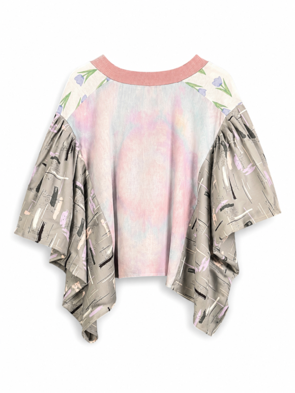 Vintage Scarf Top Lilac Floral Wave
