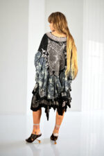 Upcycled Scarf Skirt Black White Gold Patchwork Upcycled Scarf Skirt Black White Gold Patchwork