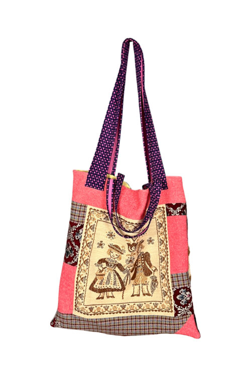 Folk Story Patchwork Tote Pink Folk Story Patchwork Tote Pink