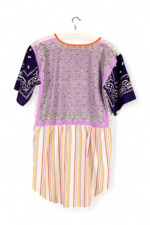 Patchwork Bandana Shirt Dress in Purple and Stripes