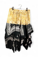 Upcycled Scarf Skirt Black White Gold Patchwork Upcycled Scarf Skirt Black White Gold Patchwork