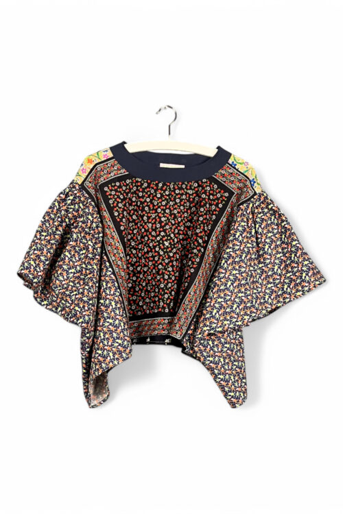Floral Patchwork Orange Bloom Top