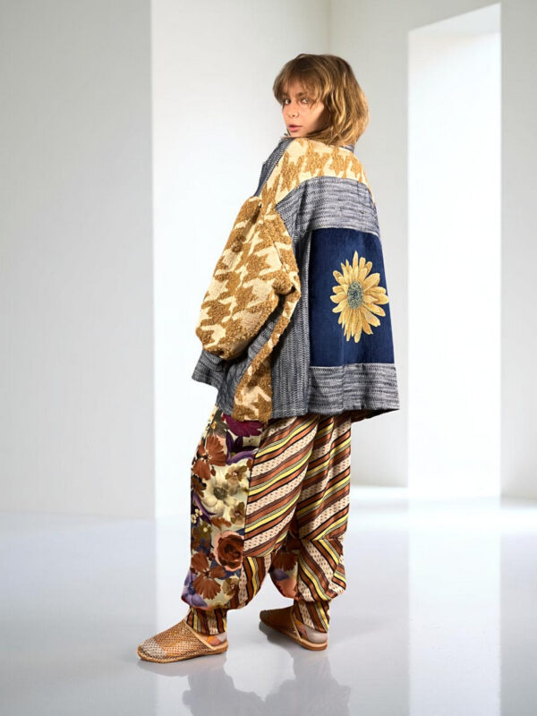 Bandana Patchwork Top in Blue and Floral Mix