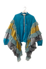 Turquoise Ruffle Reconstructed Windbreaker