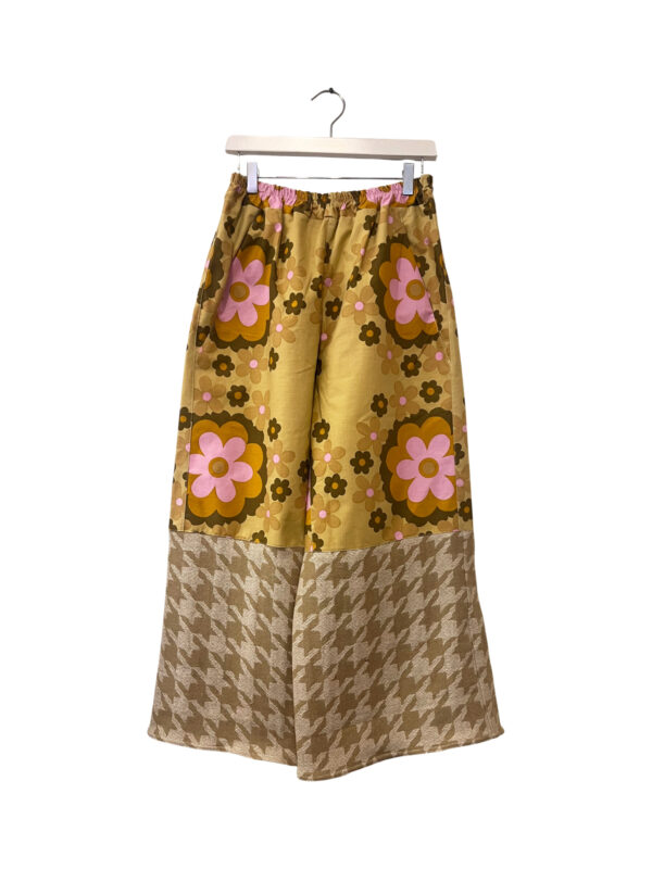 Floral Wide Pants in Mustard Pink and Beige
