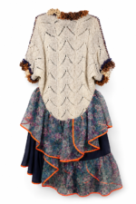 Crocheted Floral Layered Dress Grey Blue Orange Crocheted Floral Layered Dress Grey Blue Orange