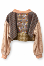 Vintage Inspired Patchwork Cropped Top Peach Beige Mosaic Vintage Inspired Patchwork Cropped Top Peach Beige Mosaic