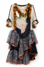 Crocheted Floral Layered Dress Grey Blue Orange Crocheted Floral Layered Dress Grey Blue Orange