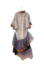 Crocheted Floral Layered Dress Grey Blue Orange