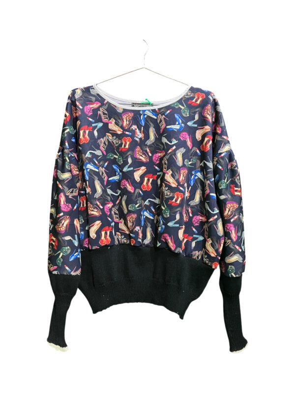 Shoe Print Patchwork Knit Top Shoe Print Patchwork Knit Top