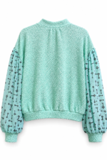 Mint Key Print Patchwork Top Mint Key Print Patchwork Top