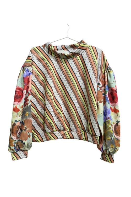 Striped Floral Patchwork Top Striped Floral Patchwork Top