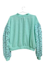Mint Key Print Patchwork Top