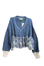 Blue Knit Peplum Sweater