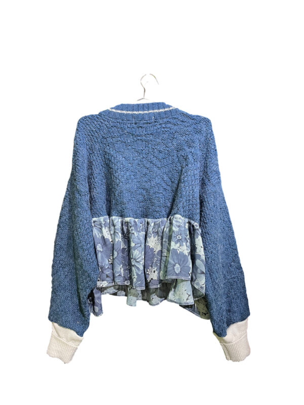 Blue Knit Peplum Sweater