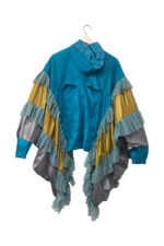 Turquoise Ruffle Reconstructed Windbreaker