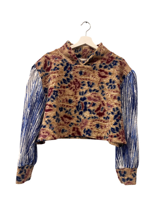 Flower Print Patchwork Crop Top