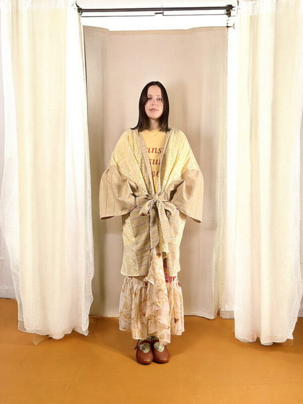 Beige Crochet Kimono Jacket Beige Crochet Kimono Jacket