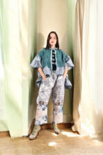 Denim Blue Jacquard Crochet Jacket Denim Blue Jacquard Crochet Jacket