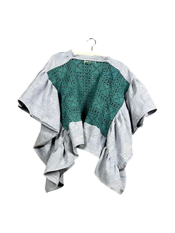 Denim Blue Jacquard Crochet Jacket Denim Blue Jacquard Crochet Jacket