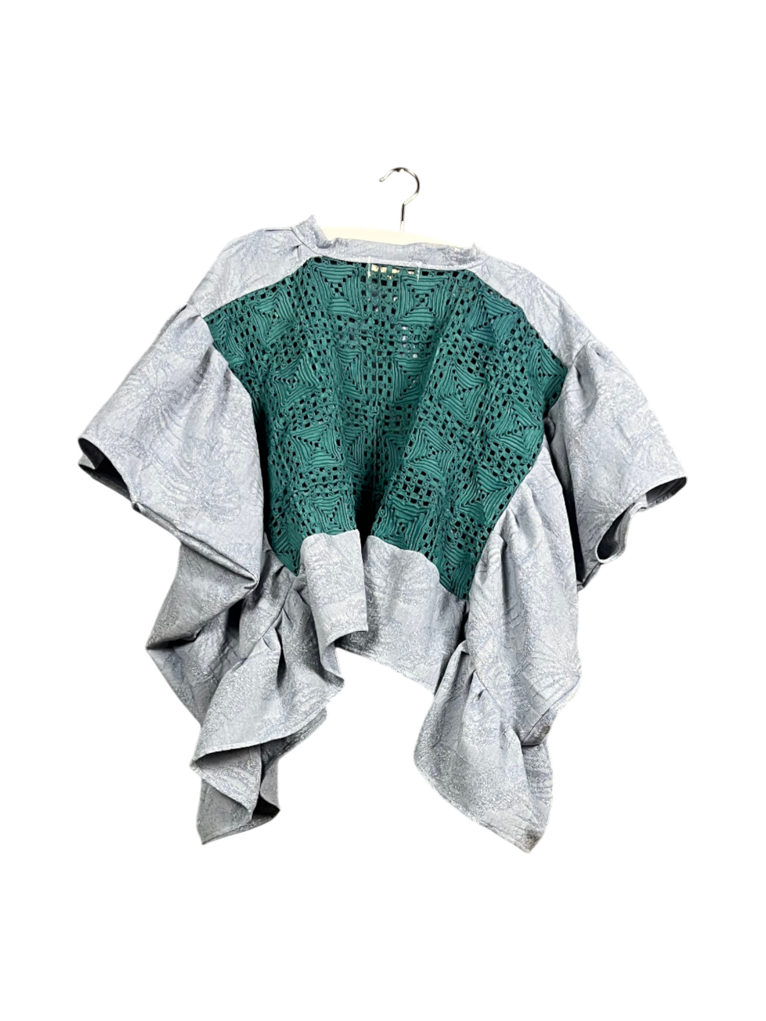 Denim Blue Jacquard Crochet Jacket Denim Blue Jacquard Crochet Jacket