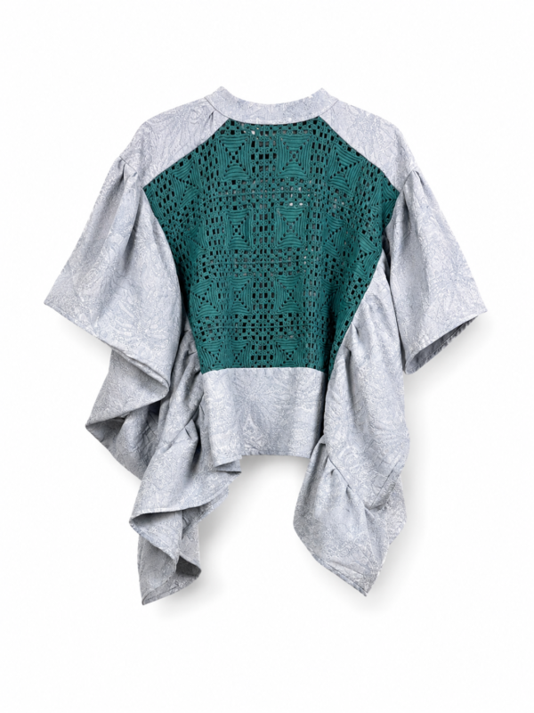 Denim Blue Jacquard Crochet Jacket Denim Blue Jacquard Crochet Jacket
