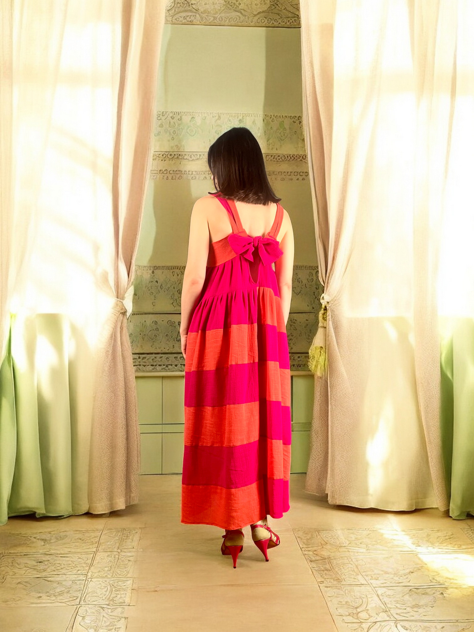 Pink and Orange Striped Maxi Dress Pink and Orange Striped Maxi Dress
