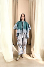 Denim Blue Jacquard Crochet Jacket Denim Blue Jacquard Crochet Jacket