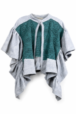 Denim Blue Jacquard Crochet Jacket Denim Blue Jacquard Crochet Jacket
