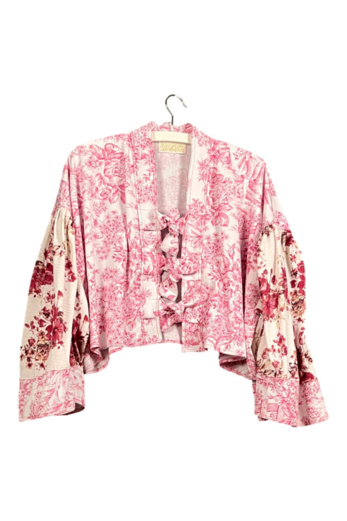 Pink Toile Floral Bow Jacket