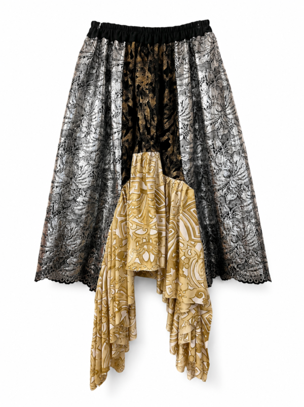 Silver Lace Draped Skirt
