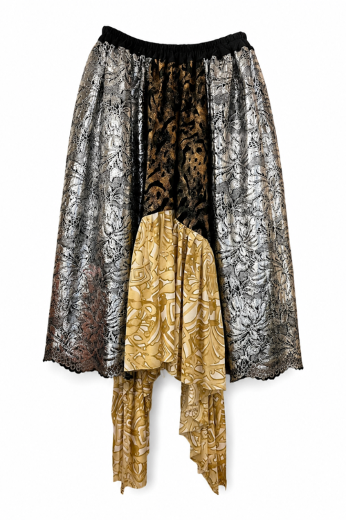 Silver Lace Draped Skirt