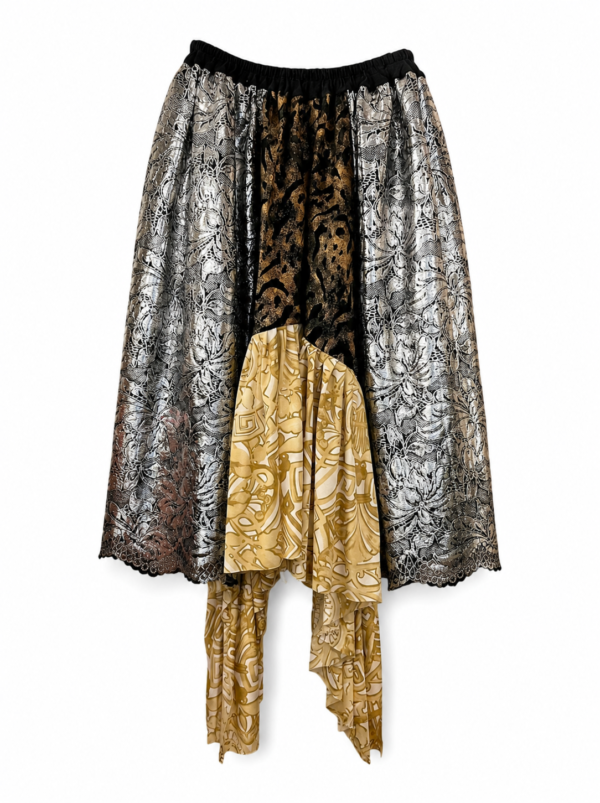 Silver Lace Draped Skirt