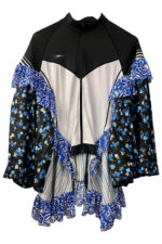 Upcycled Track Jacket Ruffle Top