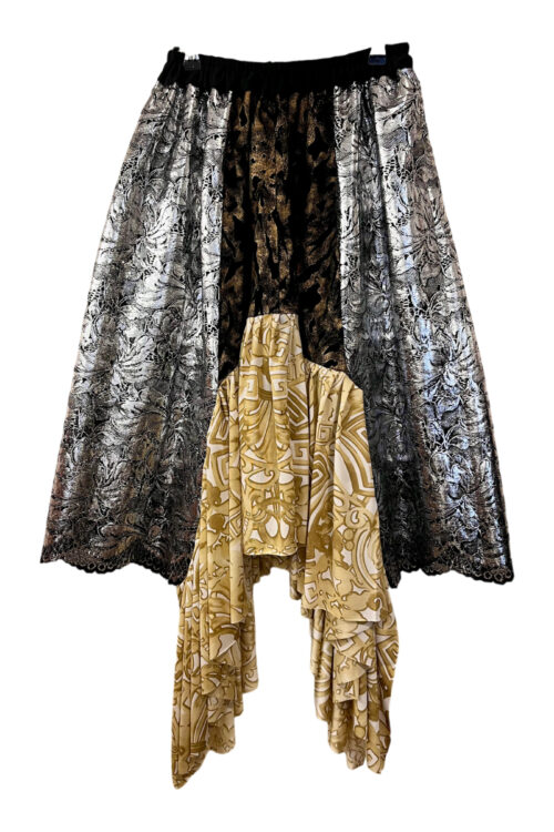 Silver Lace Draped Skirt