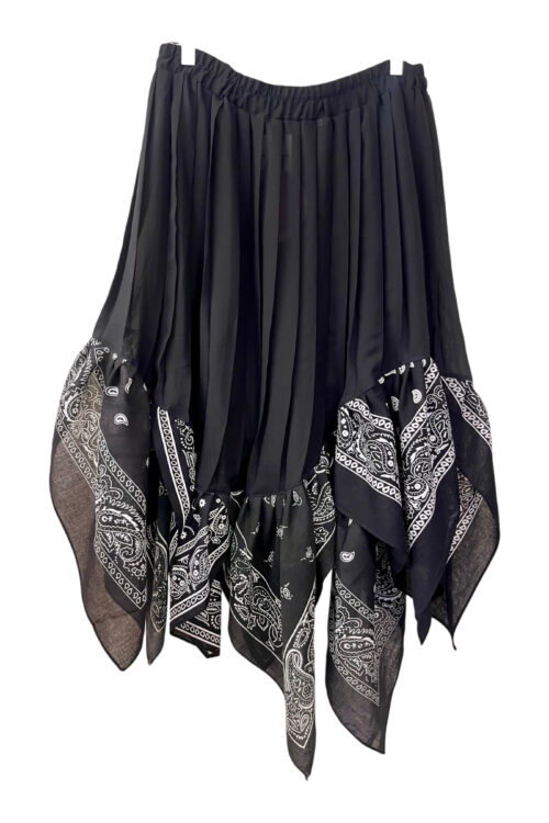 Black Bandana Pleated Skirt