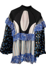 Upcycled Track Jacket Ruffle Top