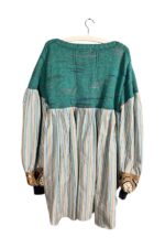 Green Knit Striped Ruffle Top