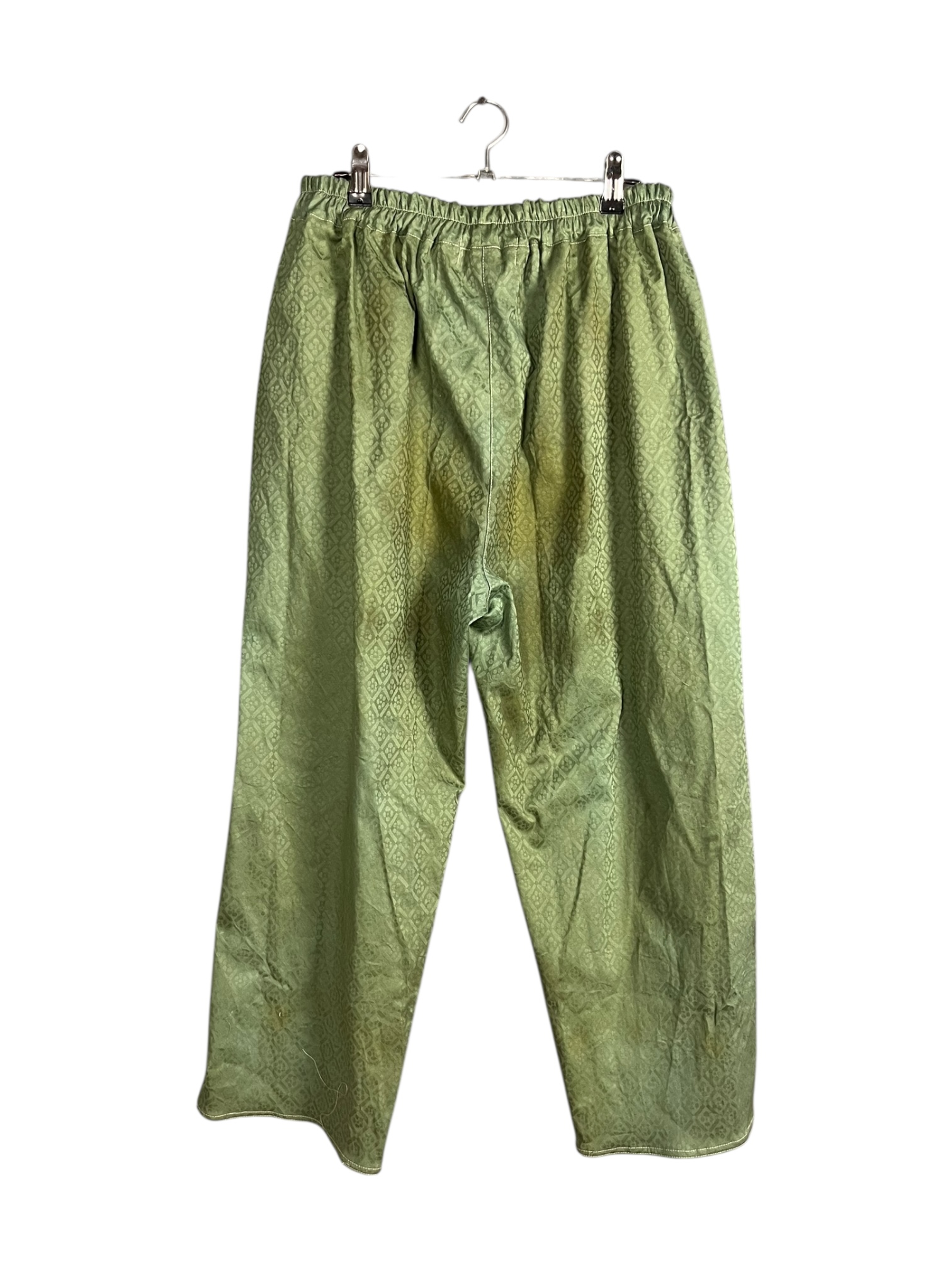 Sage Floral Grid Cotton Pants with Green Back Sage Floral Grid Cotton Pants with Green Back