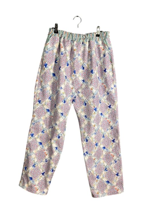 Printed Cotton Pants in Pale Blue Mosaic