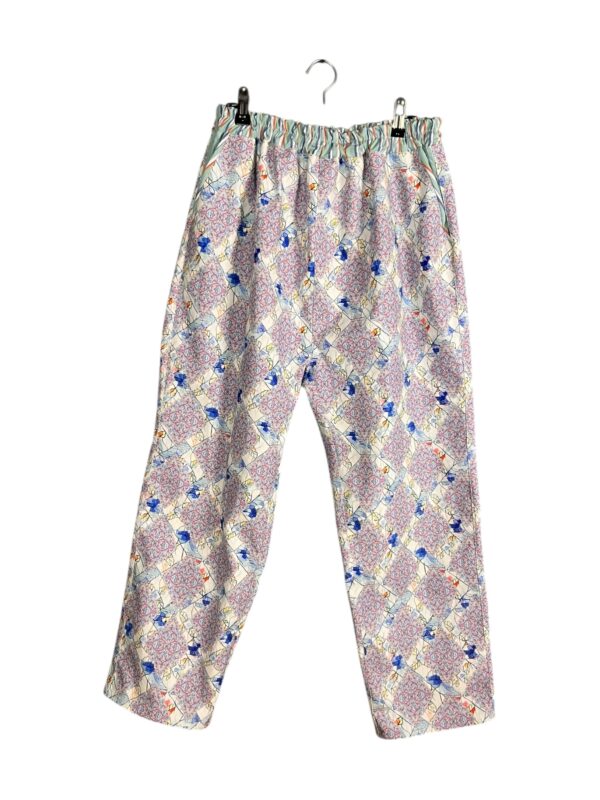 Printed Cotton Pants in Pale Blue Mosaic